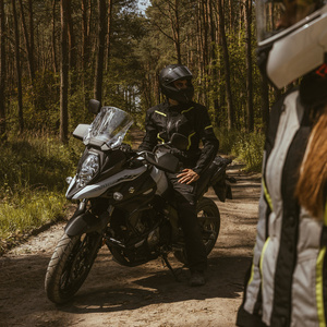 Kurtka motocyklowa tekstylna miejska OZONE SAHARA czarna żółty fluo