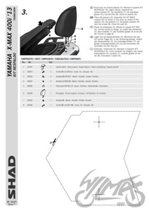 Oparcie pasażera kufra motocyklowego SHAD do Yamaha XMAX srebrne