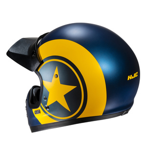 Kask motocyklowy integralny custom cruiser HJC V60 Nyx niebieski/żółty