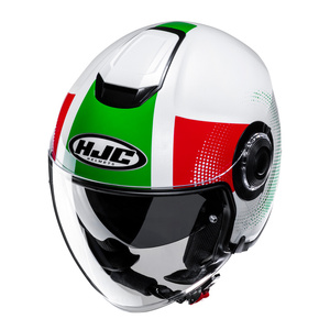 Kask motocyklowy otwarty HJC I40N Pyle biały/zielony