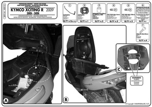 KAPPA Stelaż kufra motocyklowego centralnego KYMCO XCITING R 300/500I (09-14) ( BEZ PŁYTY )