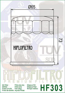 Filtr oleju Hiflofiltro HF303 Honda,Kawasaki,Polaris,Yamaha