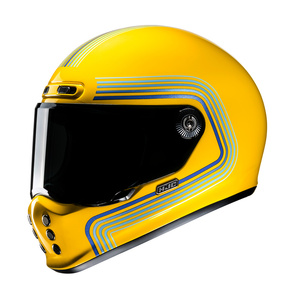 Kask motocyklowy integralny custom cruiser HJC V10 Foni żółty/szary