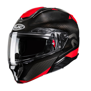 Kask motocyklowy szczękowy HJC RPHA 91 Noela Carbon czarny/czerwony