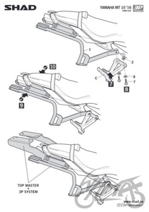 Stelaż boczny 3P SHAD kufra motocyklowego do Yamaha MT 10