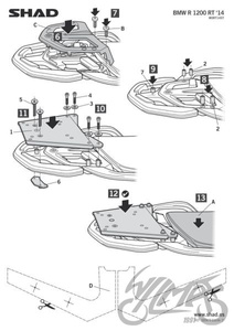 Stelaż kufra tylnego SHAD do BMW R1200 RT
