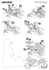 Stelaż kufra tylnego motocyklowego SHAD do Kymco Like 125