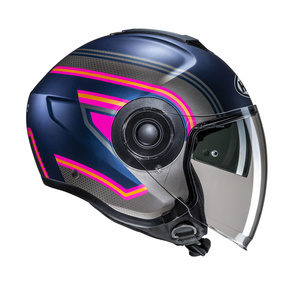 Kask motocyklowy otwarty HJC I40N Linia niebieski/różowy