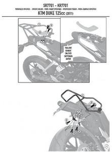 KAPPA Stelaż kufra motocyklowego centralnego KTM DUKE 125/300/390 (11-15) ( BEZ PŁYTY )