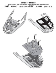 Kappa stelaż kufra centralnego BMW K 1600GT (11-16), R 1200rt (05-13) aluminiowy monokey