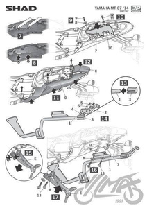 Stelaż kufra bocznego 3P SHAD do Yamaha MT 07